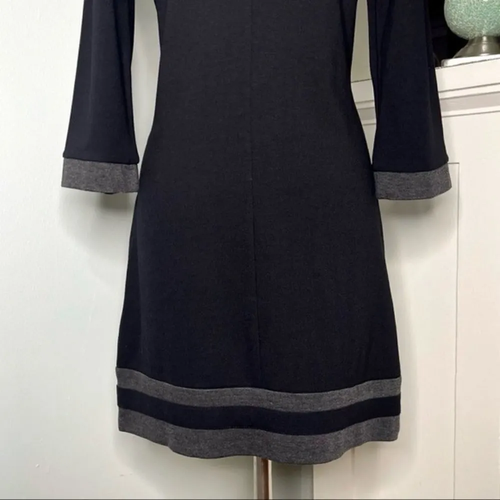 Boden Black Sheath Dress with Gray Contrast Trim Pockets 6 Small - Image 7