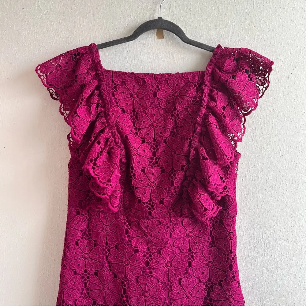 Kate Spade Dress Beetjuice Magenta Pink Spade Lace Mini Dress Sz 12 NWT - Image 5