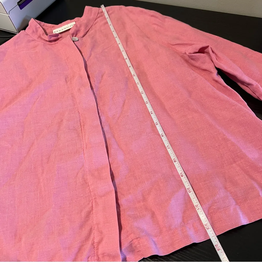 Bryn Walker Pink Linen Button Down Top Medium - Image 13