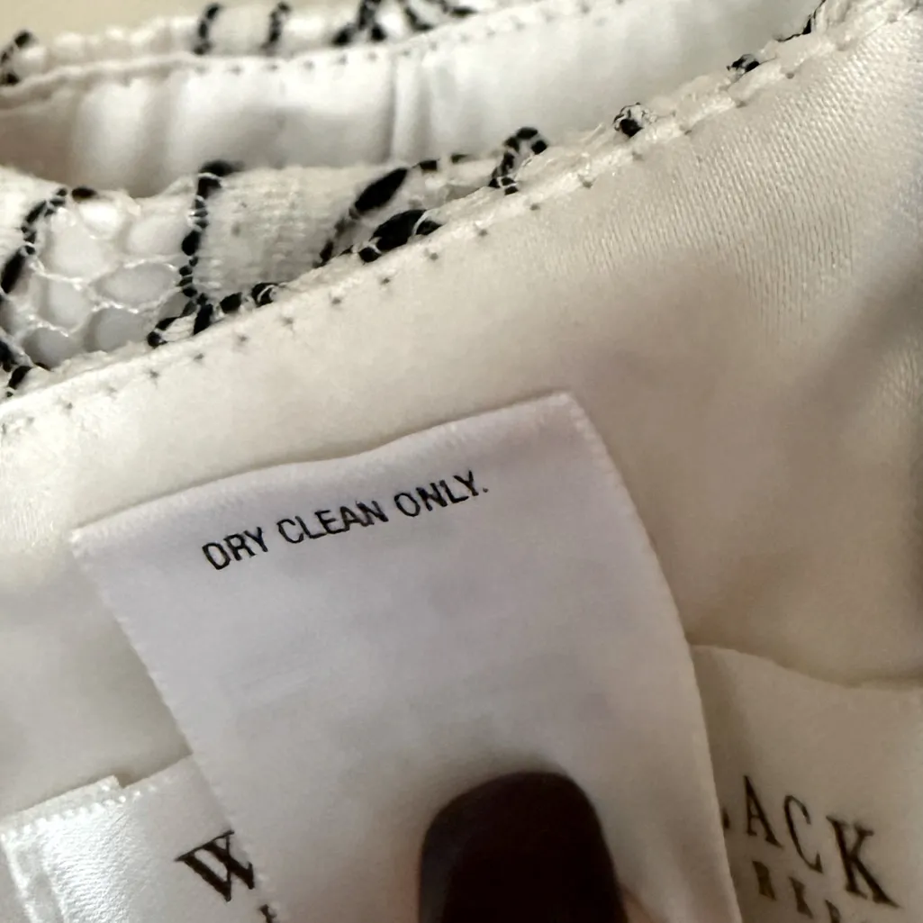 WHBM White House Black Market Ivory Black Lace Bow Semi Formal Dress 2 - Image 7