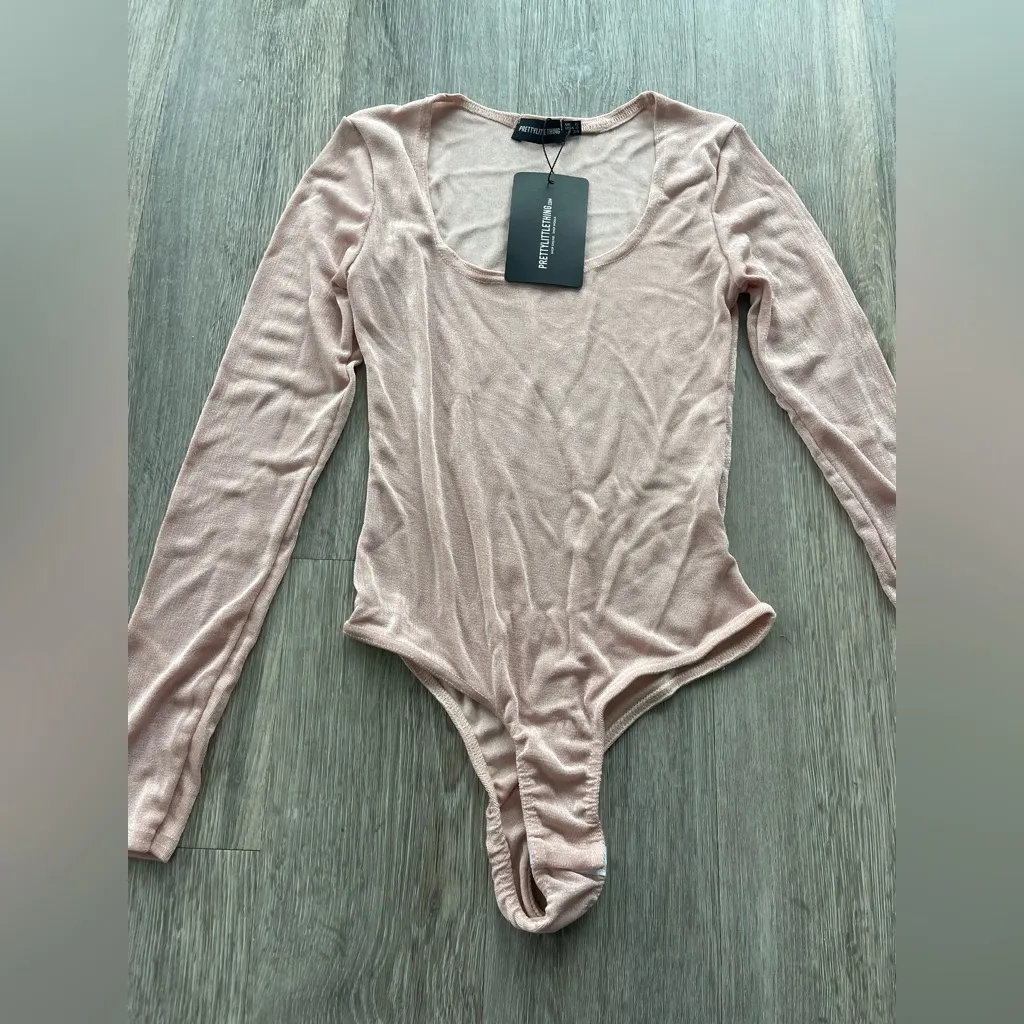 NWT PLT PINK CREAM SLINKY SCOOP NECK BODYSUIT US2 - Image 4