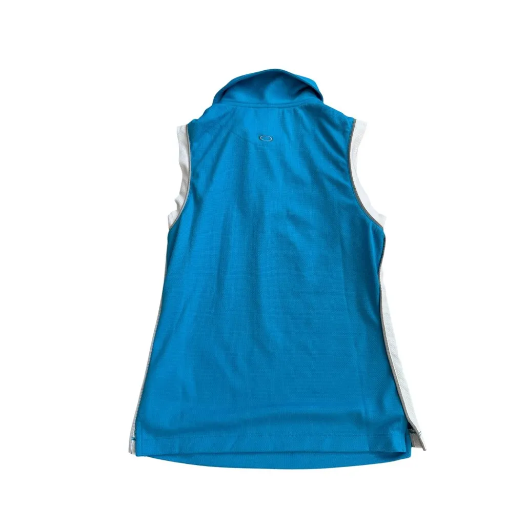 OAKLEY Women's Blue White Active Collared Tank Top Size XS - Image 4