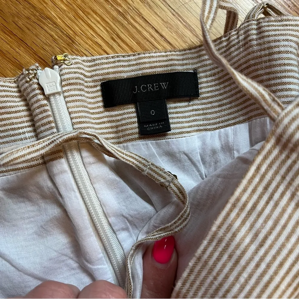 J. Crew Spaghetti-strap jumpsuit in striped beauchamps linen size 0 - Image 6