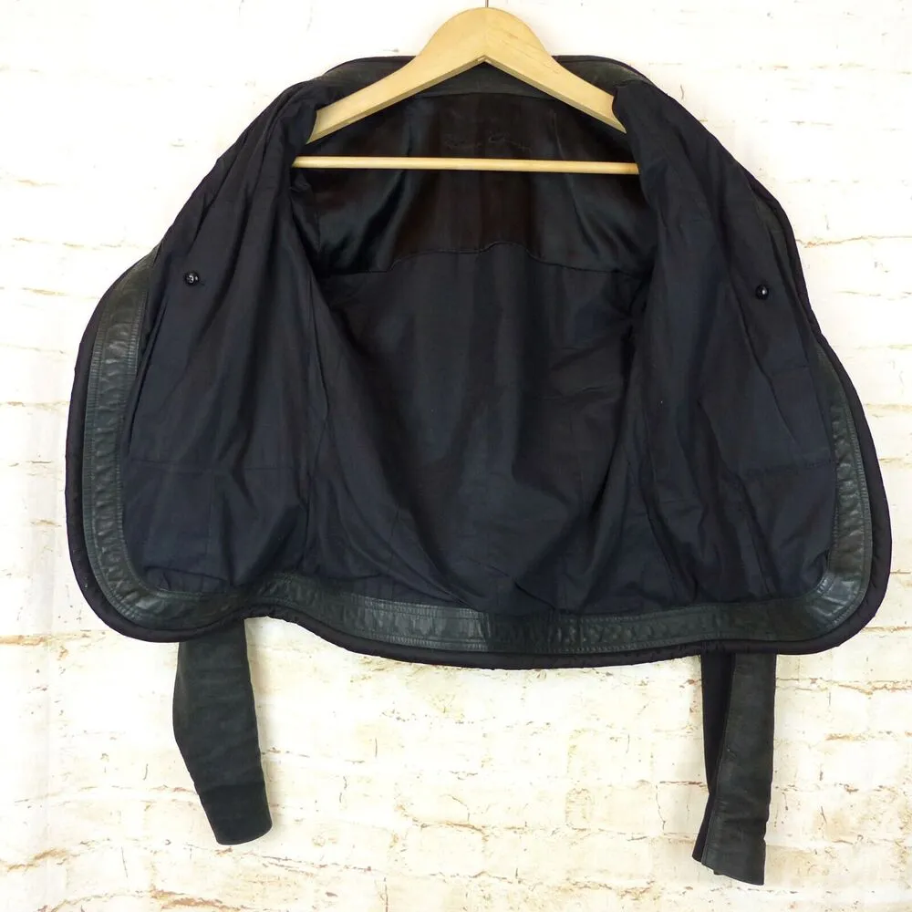 Rick Owen Distress Lamb Leather Jacket Women 6US Black Open Front Goth Y2K FLAWS Size 6 - Image 14