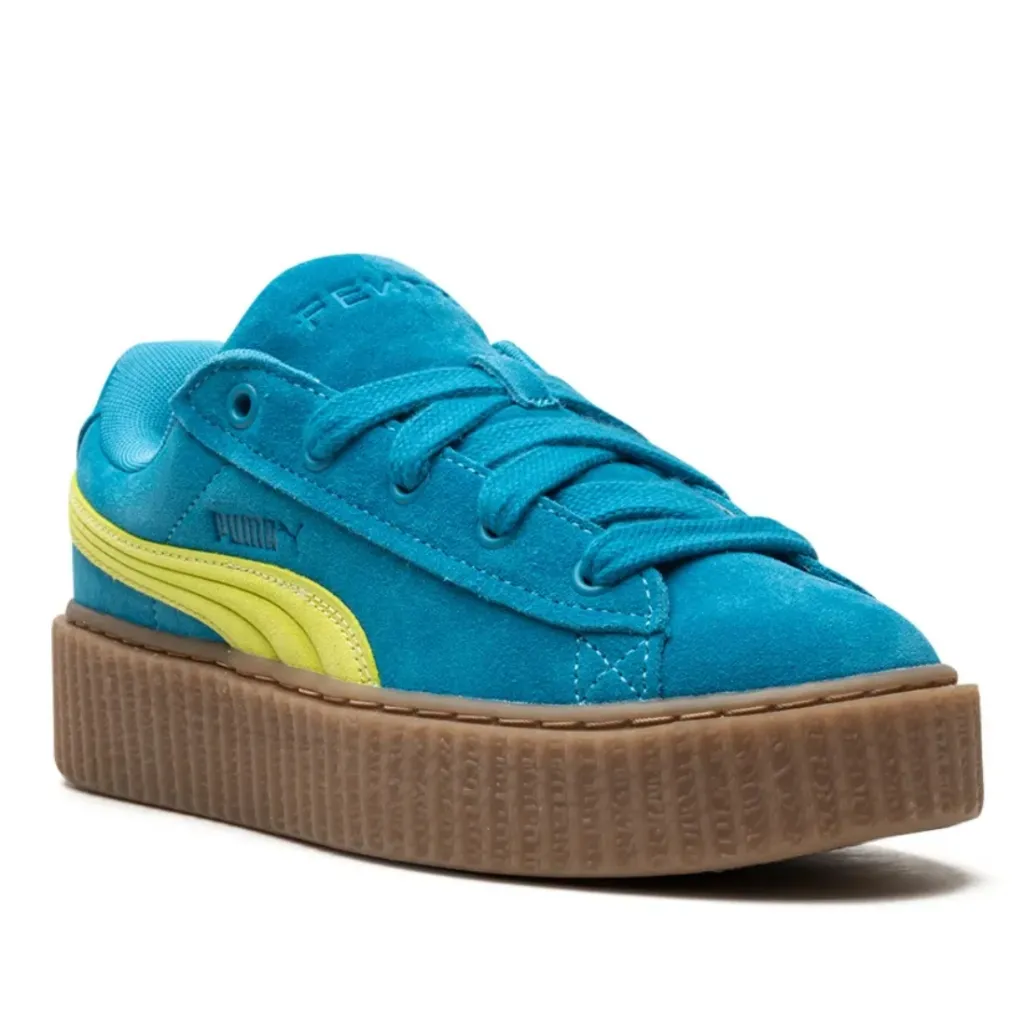 NEW Puma x Fenty US 7 Aqua Yellow Phatty Suede Platform Creepers Sneakers Shoes - Image 3