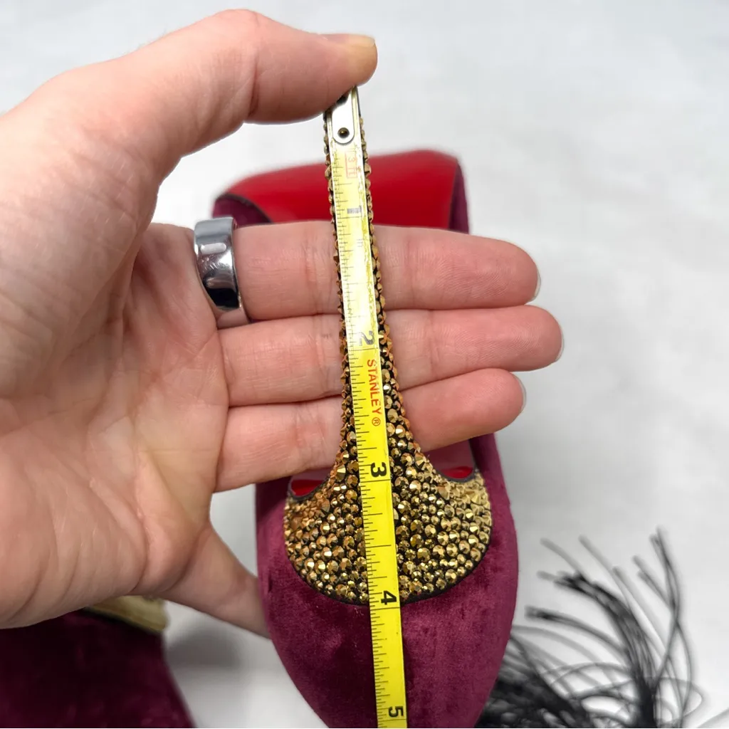 NEW Christian Louboutin Hot Chick Kiss Swarovski Crystal Velvet Pointed Toe Heel - Image 14