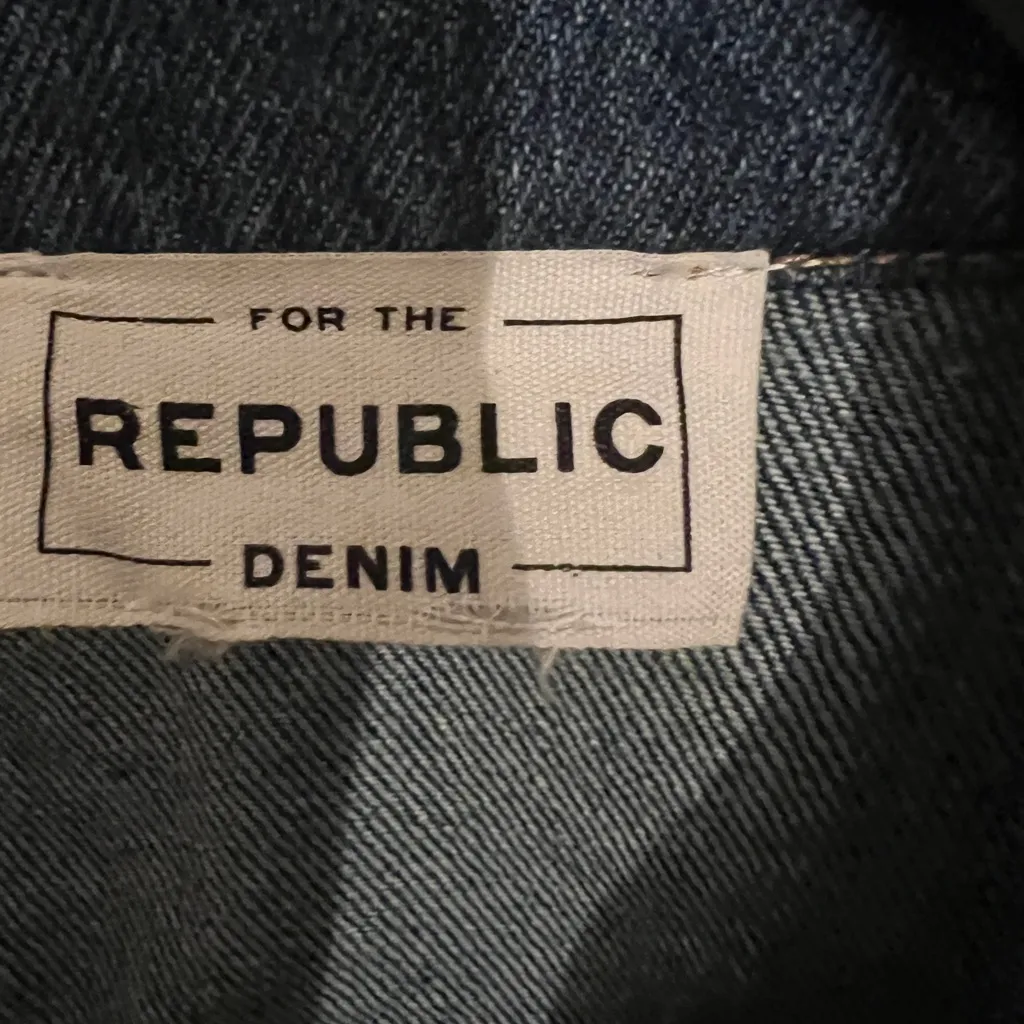 FOR THE REPUBLIC  Blue Cropped Jean Jacket - Image 4