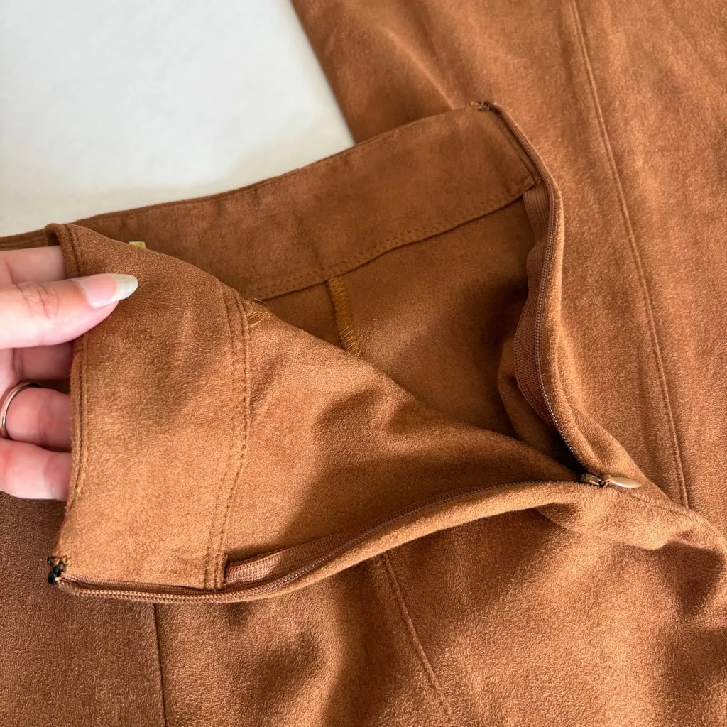 nwt Gianni Bini Brown Faux Suede Maureen Flare Pants XS - Image 8