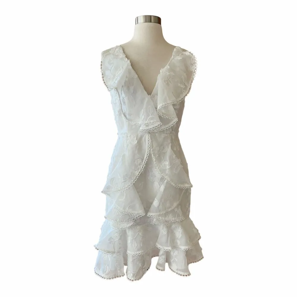 KEEPSAKE Shine Dress Ivory White Ruffle Embroidered Floral Sleeveless Small NWT - Image 11