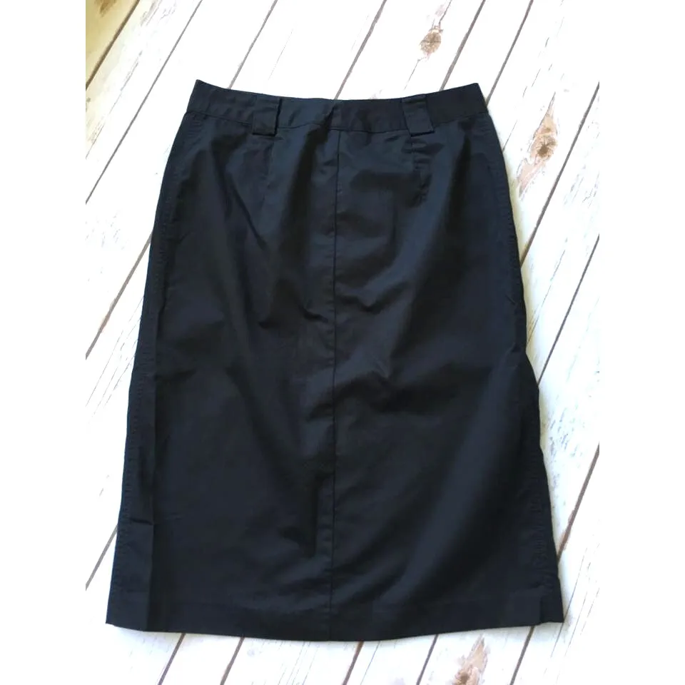 GAP Khaki Skirt Womens 1 XS Black Y2K Straight Pencil Button Up 100% Cotton Midi - Image 3