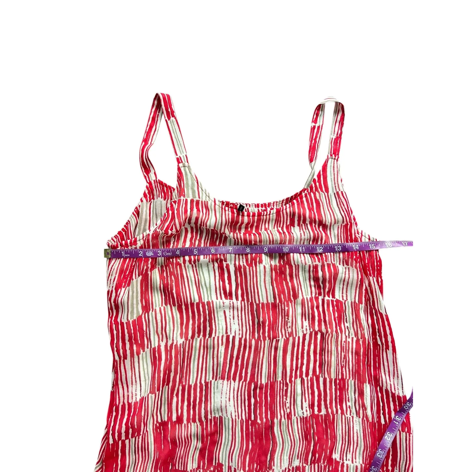 NIC+ZOE Zambra Sleeveless Daytime Midi Dress Red White Stripe Ruffle Hem Small - Image 5