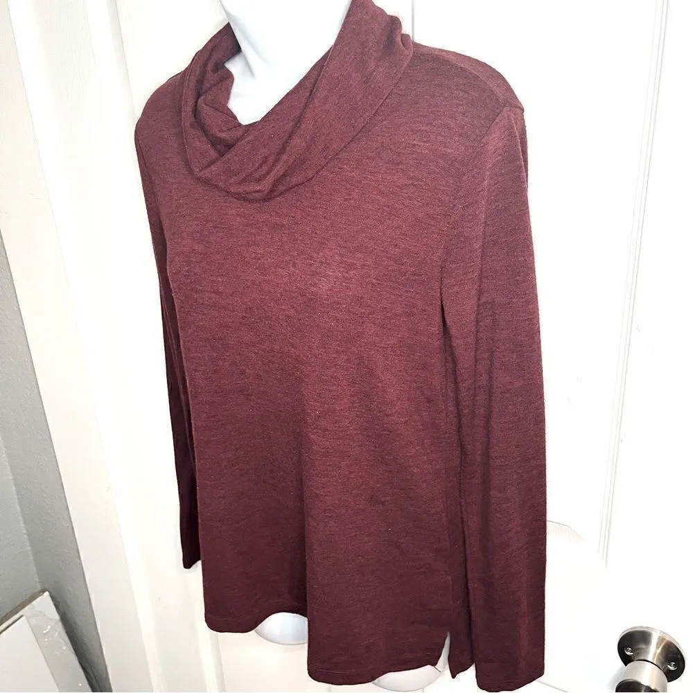 Old Navy Cowlneck Turtleneck Marled Long Sleeve Knit Top Dark Red S - Image 3