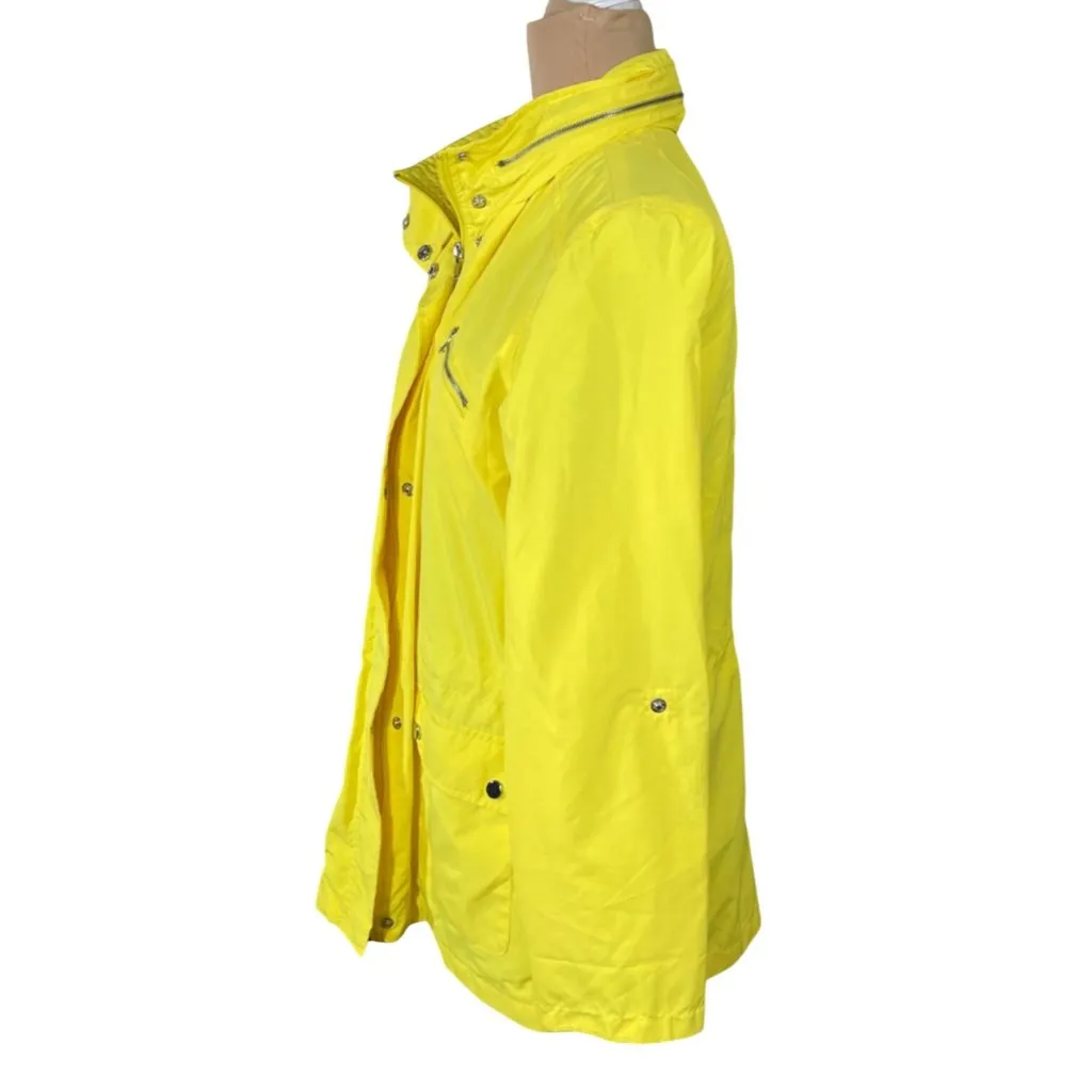 Style & Co Utility Jacket Bright Yellow Size M Medium Hood Full Zip - Image 2