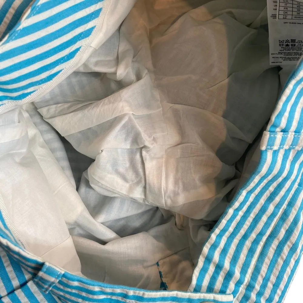 Brooks Brothers Seersucker Short Size 4 Aqua Blue and White Stripe 100% Cotton‎ - Image 10