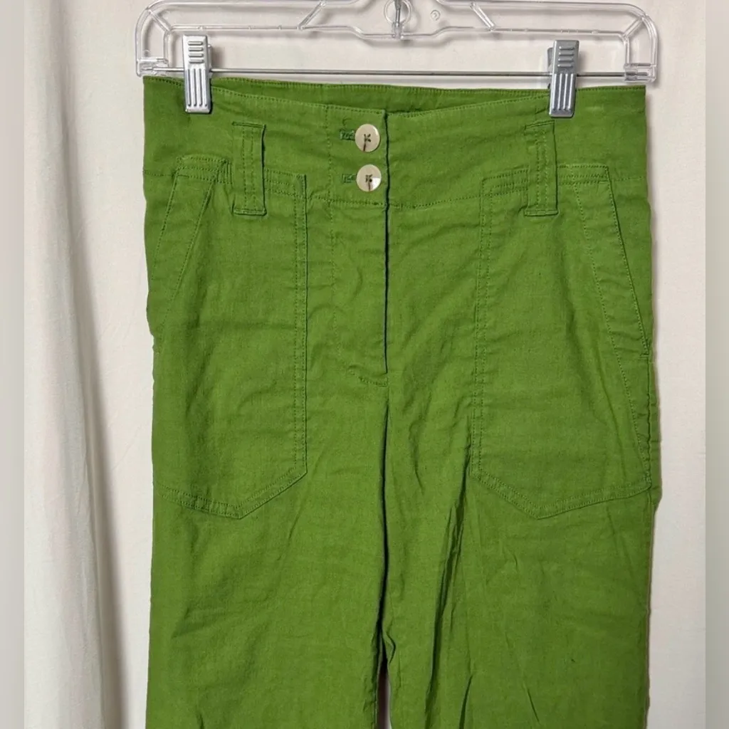 Maeve x Anthropologie Green High Rise Linen Blend Naomi Pants Size 0 - Image 3