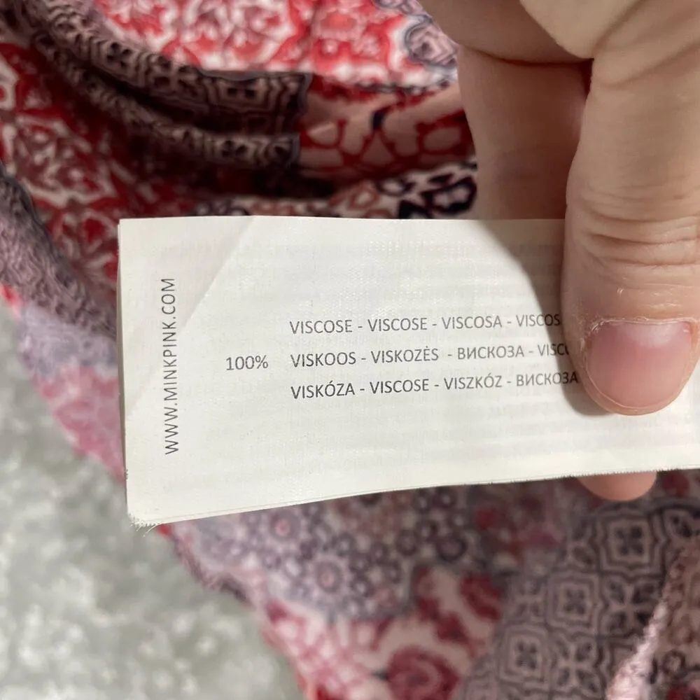 Minkpink Women's Pink Patchwork Boho Chic Crop Top - Size Medium - Back Cutout - Image 5