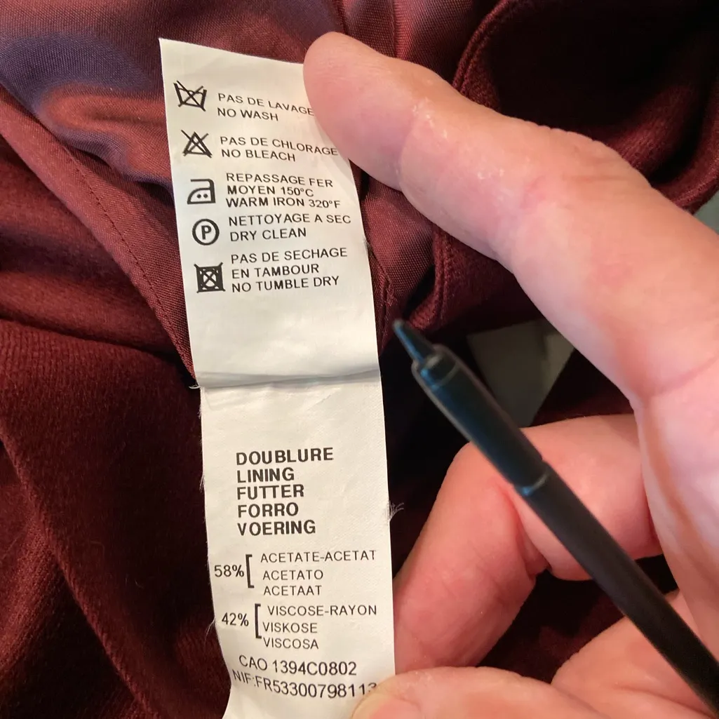 Rodier wool Blazer, belted and buttoned, front pockets, size 16‎ Pink - Image 5