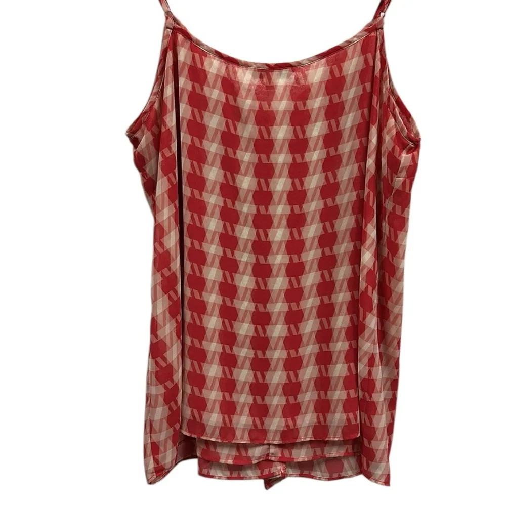 CAbi Houndstooth Ruffle Front Spaghetti Strap Cami Tank Blouse Semi Sheer Large - Image 6