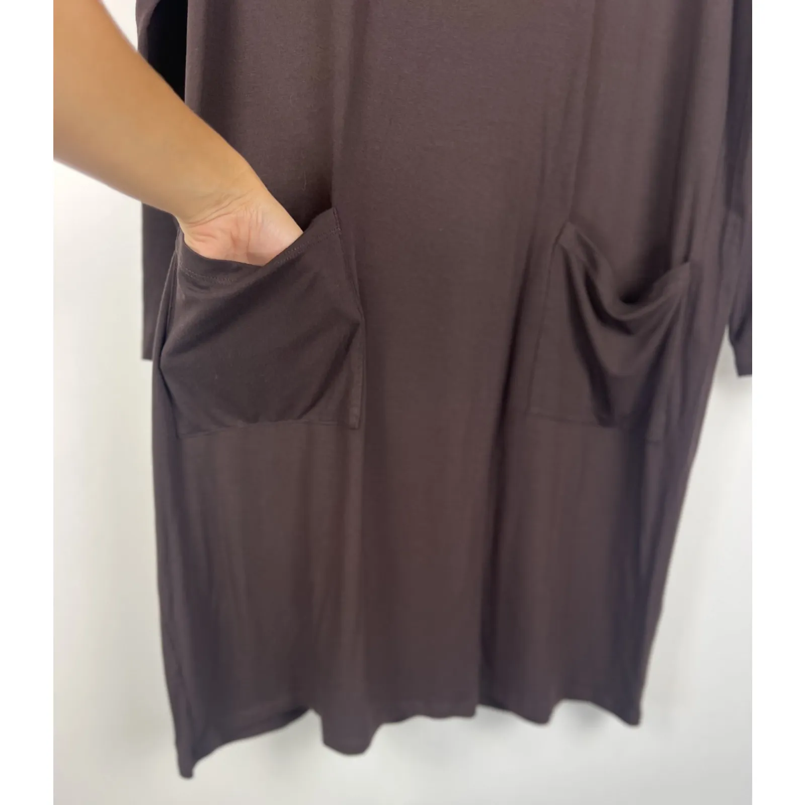 Eileen Fisher Brown Long Sleeve Tunic- Shirt M Minimalist Knee Length - Image 6