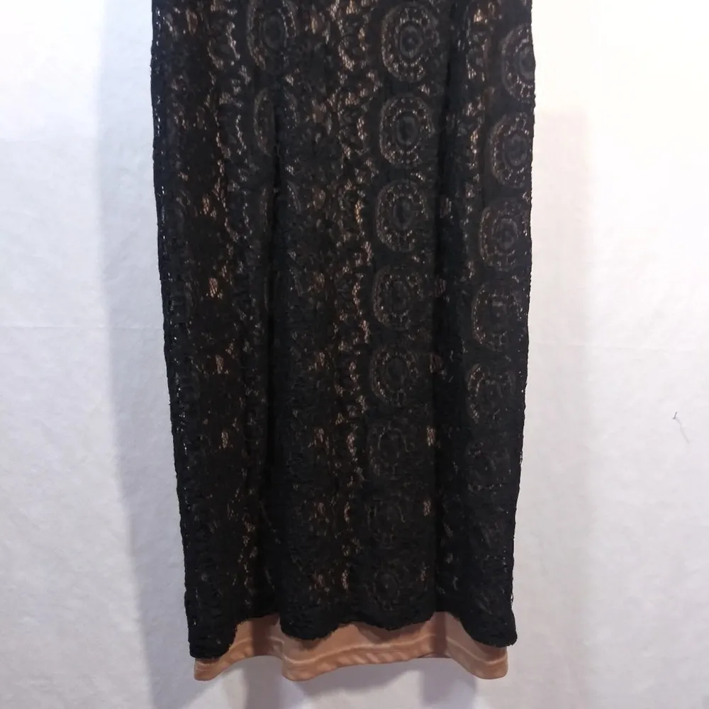 Roolee Black Lace Nude Sheath Dress Event Size XS - Image 4