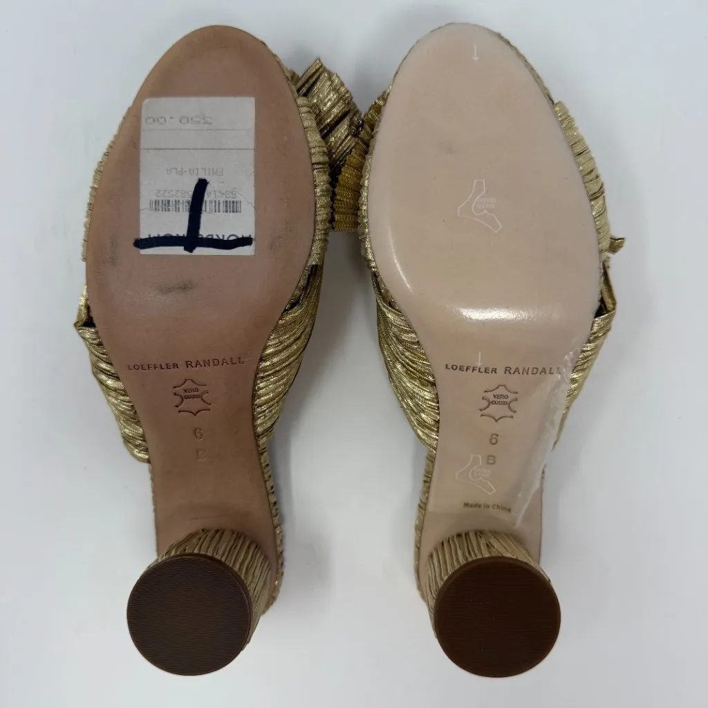 Loeffler Randall Emilia Knot Slide Sandal Women's 6 B Gold Kitten Heels Bow NWOB - Image 9