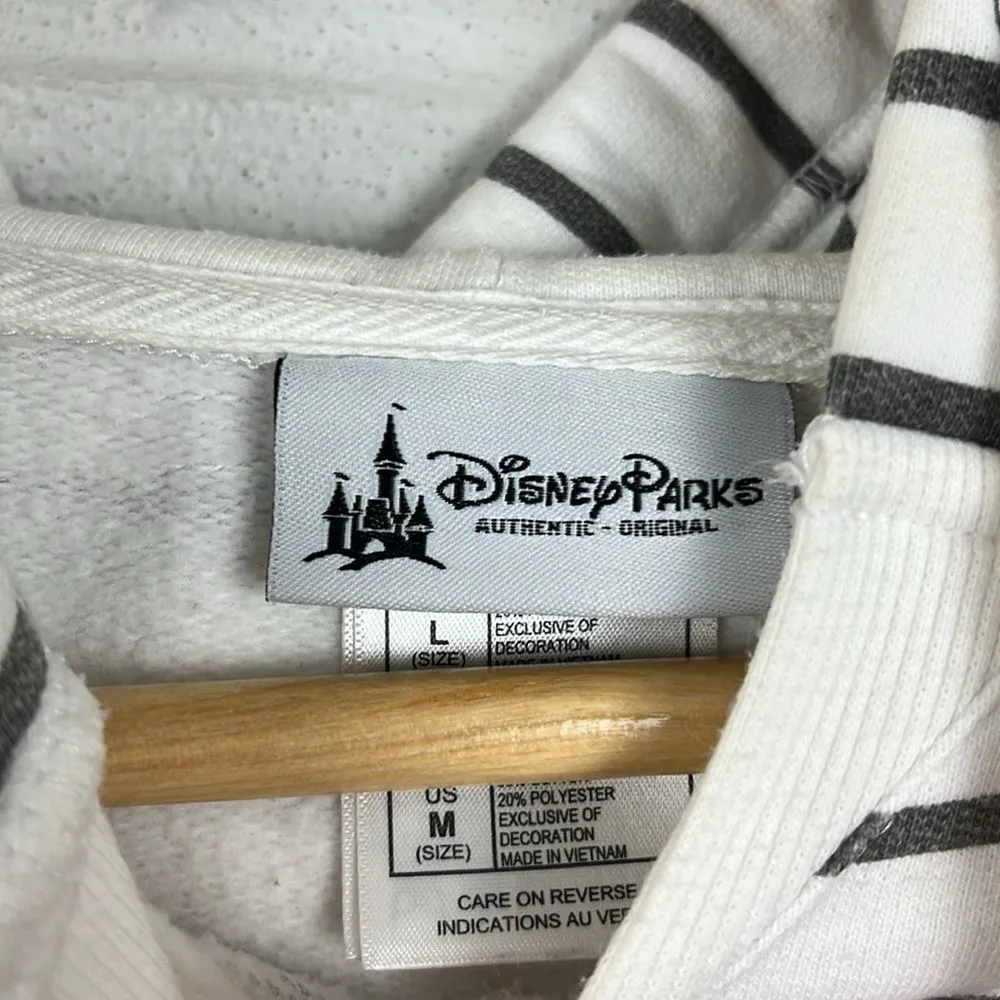 Disney Parks women’s striped property of Walt Disney world graphic hoodie size M White Size M - Image 2