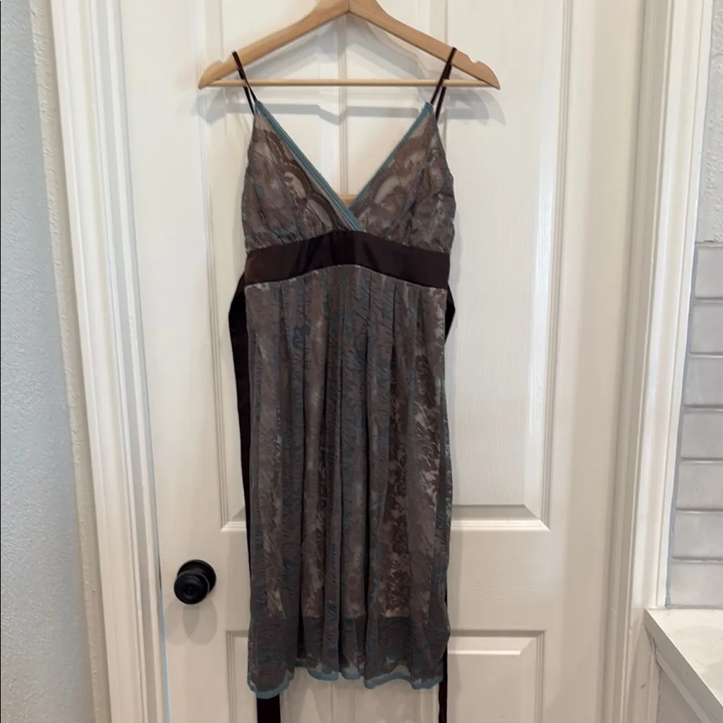 Y2k vintage lace overlay babydoll tie back dress - Image 2