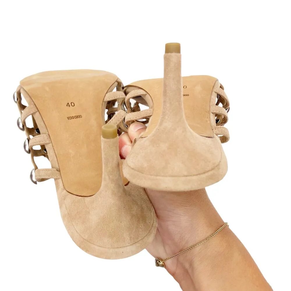 Alexander Wang  Tan Caged Studded Heels Sz 40 - Image 5