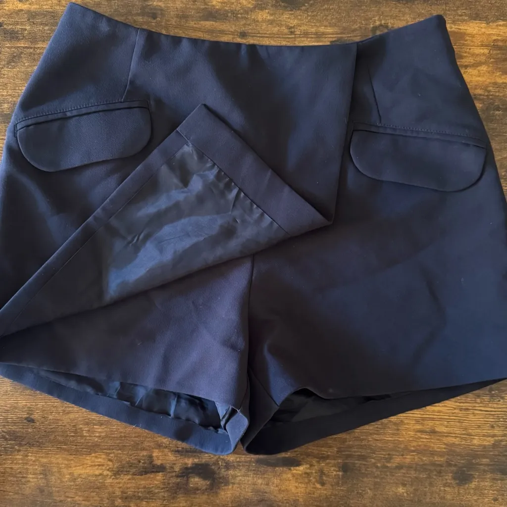 Women's Maeve Navy Skort Tailored Faux Wrap Pockets Skirt Built In Short 10 - Image 8