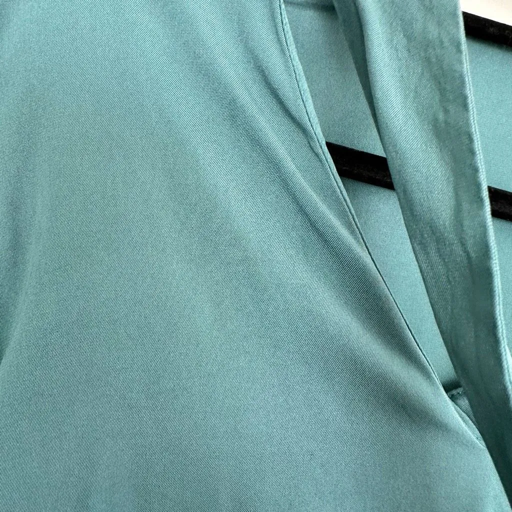Becken Women’s 6 Emerald Tie Neck Silk Top Blouse Green - Image 3