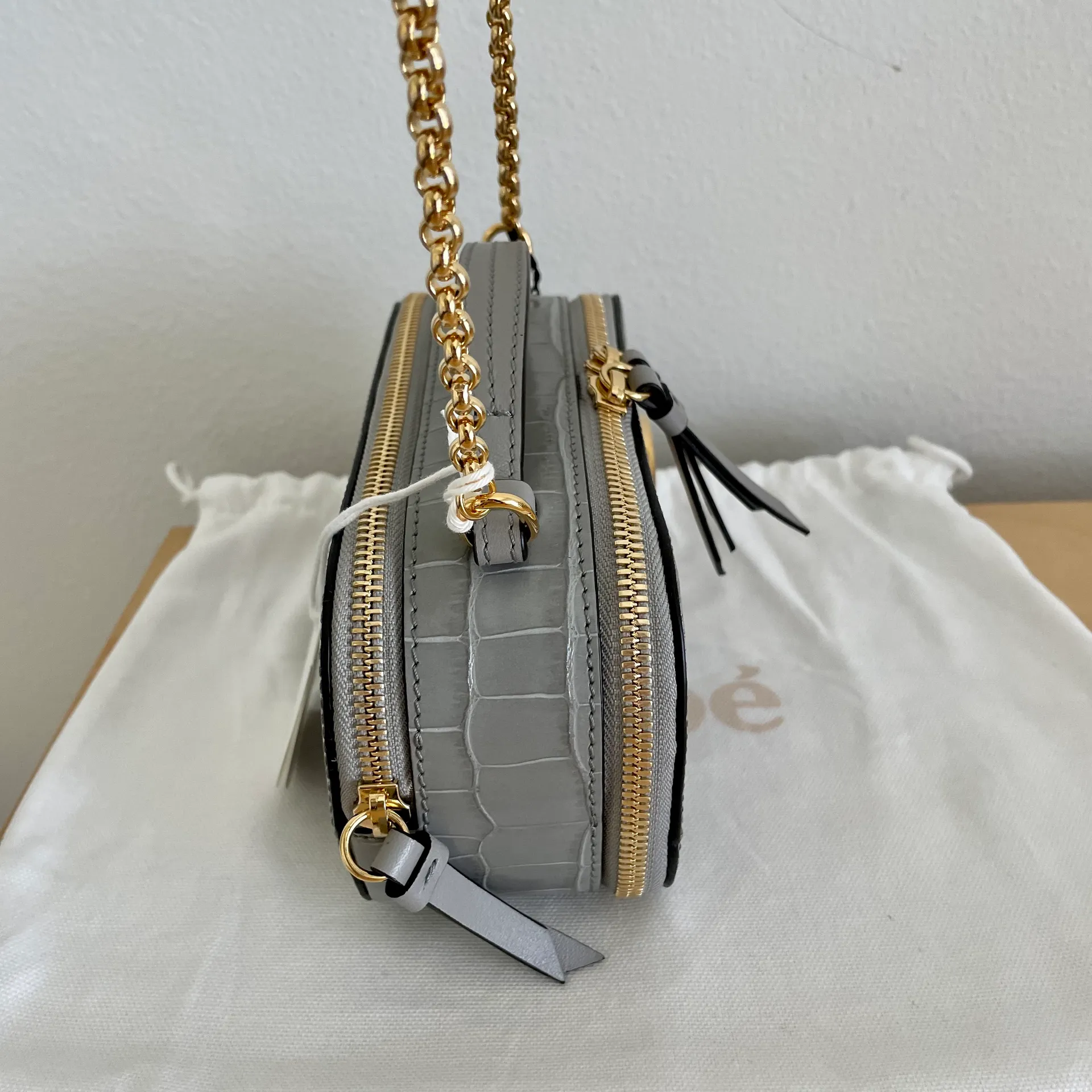 Mini C Vanity Bag Croc Embossed Leather New! - Image 7