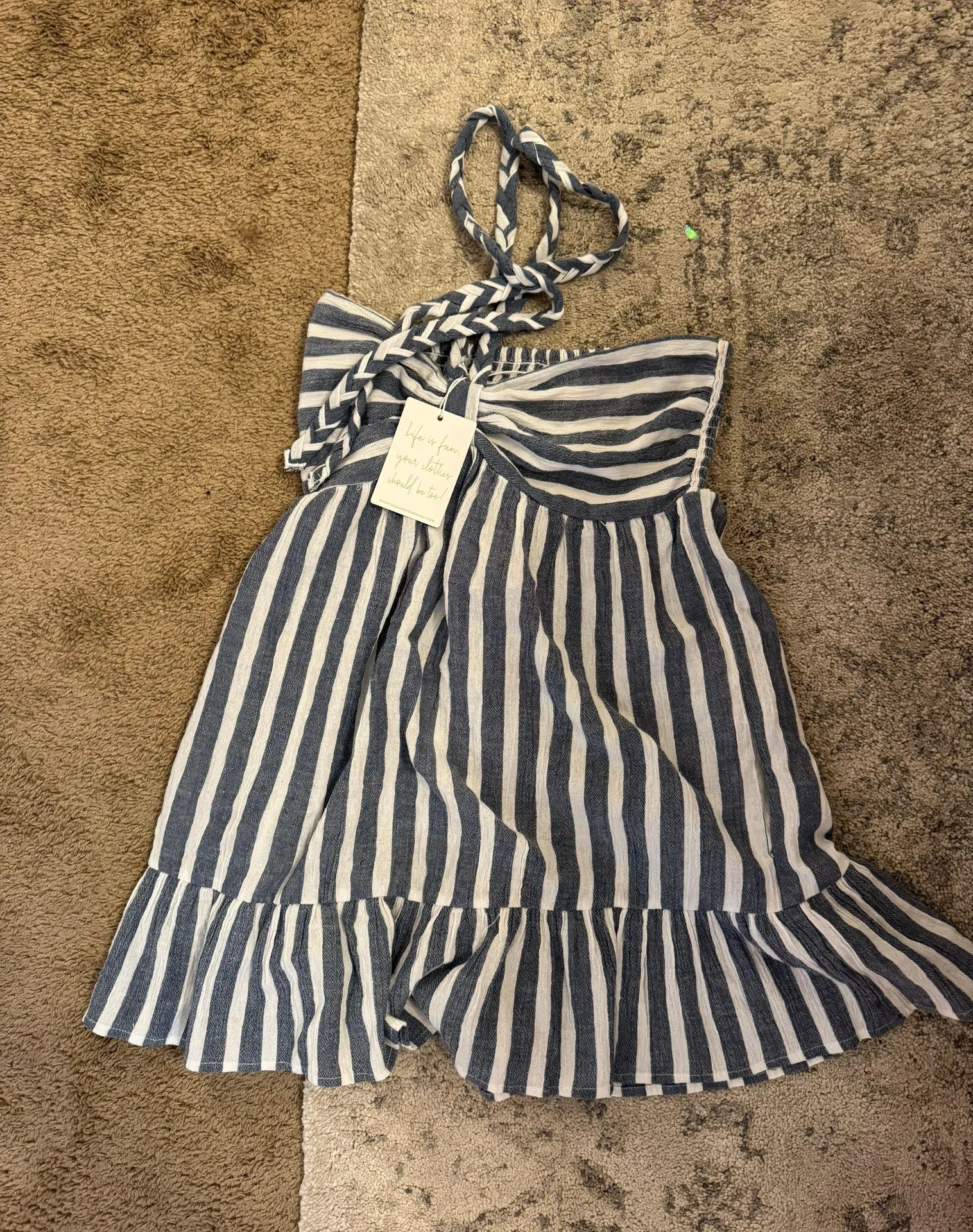 Blue And White Stripped Dress - Image 3