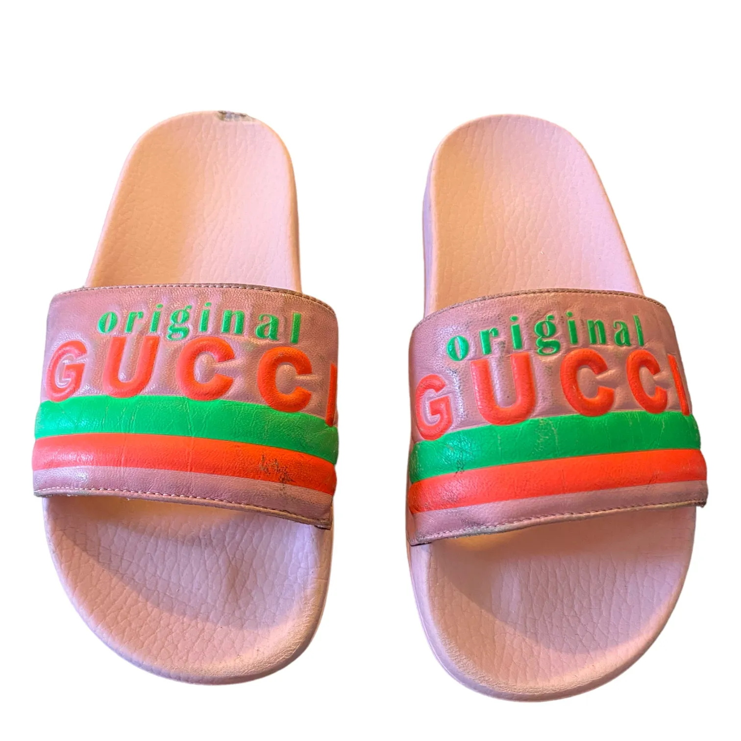 Gucci  Limited Edition Authentic Neon Pink Pool Beach Slides Size 6 - Image 2
