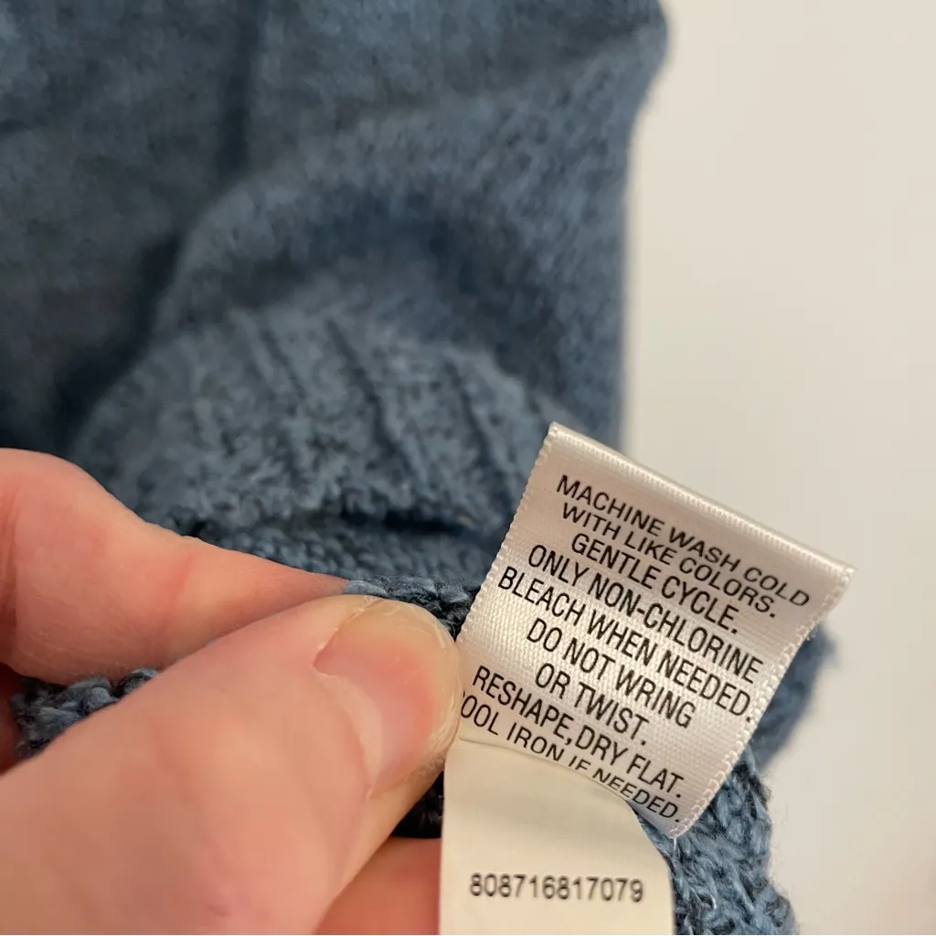 CROFT BARROW Plus Size Blue Black Marled Popover Quarter Button Pullover Sweater - Image 8