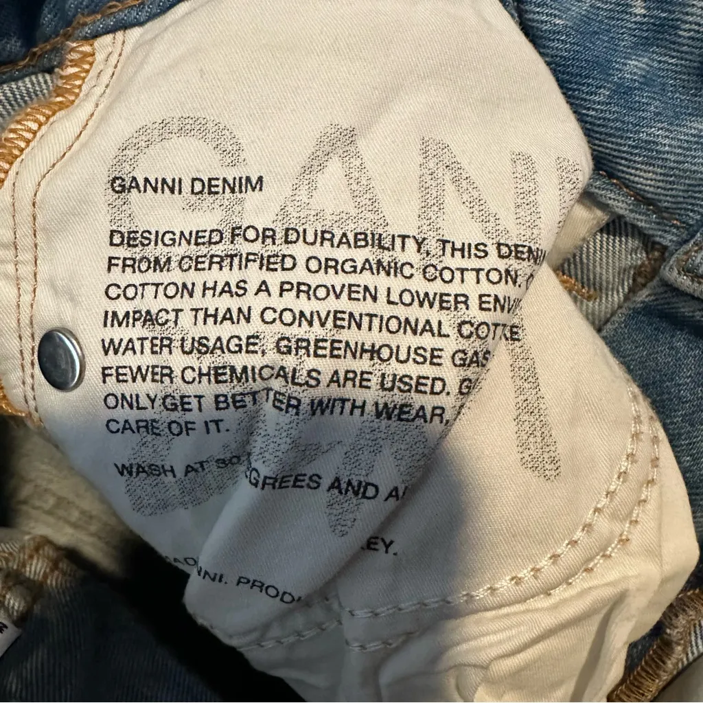 Ganni Blue Acid Wash Betzy Flare Jeans - Image 9