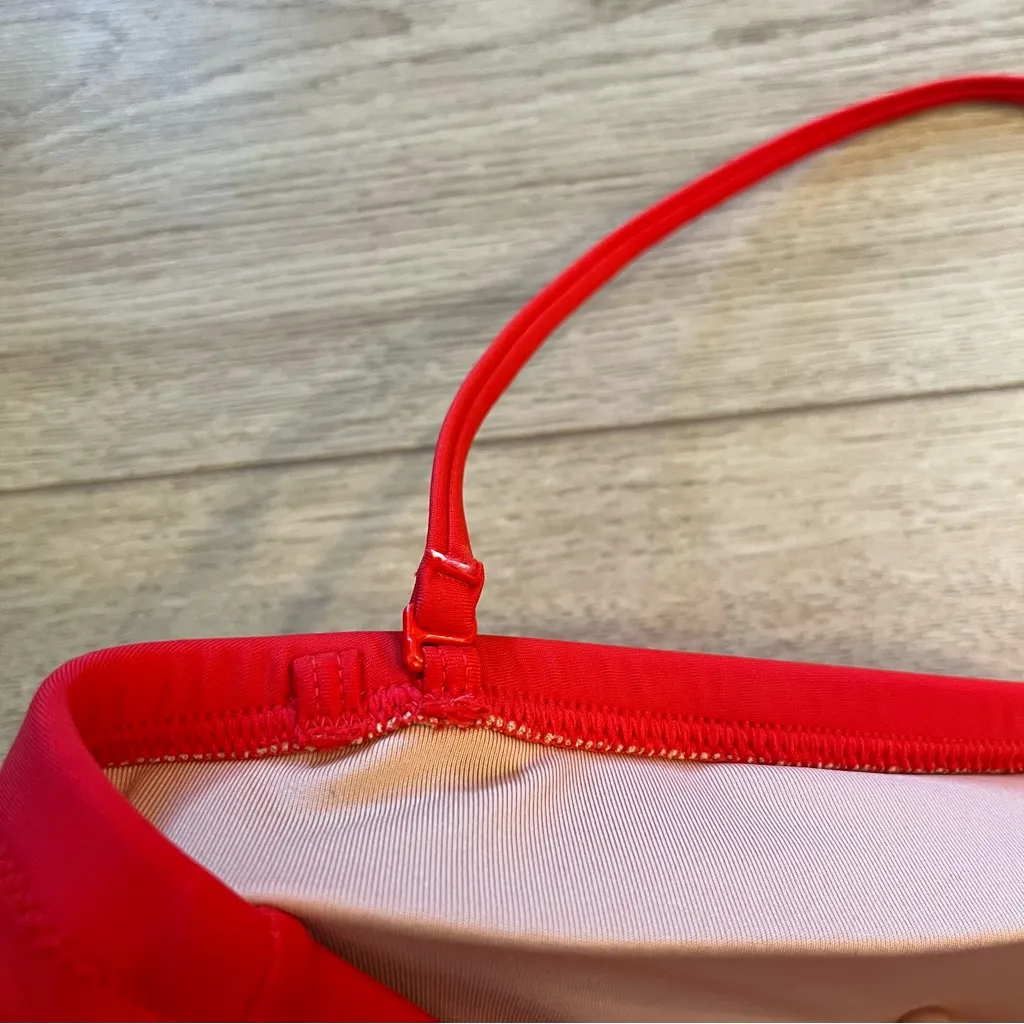 J. Crew Women’s Gemma Ruched Bandeau One Piece Bright Cerise Red Size 22 - Image 6