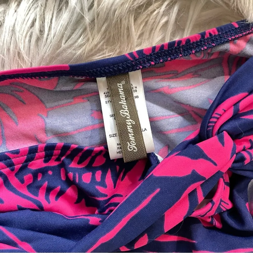Tommy Bahama Sugar Shack Pink Blue Twist Front hipster bikini swim bottoms S new - Image 6