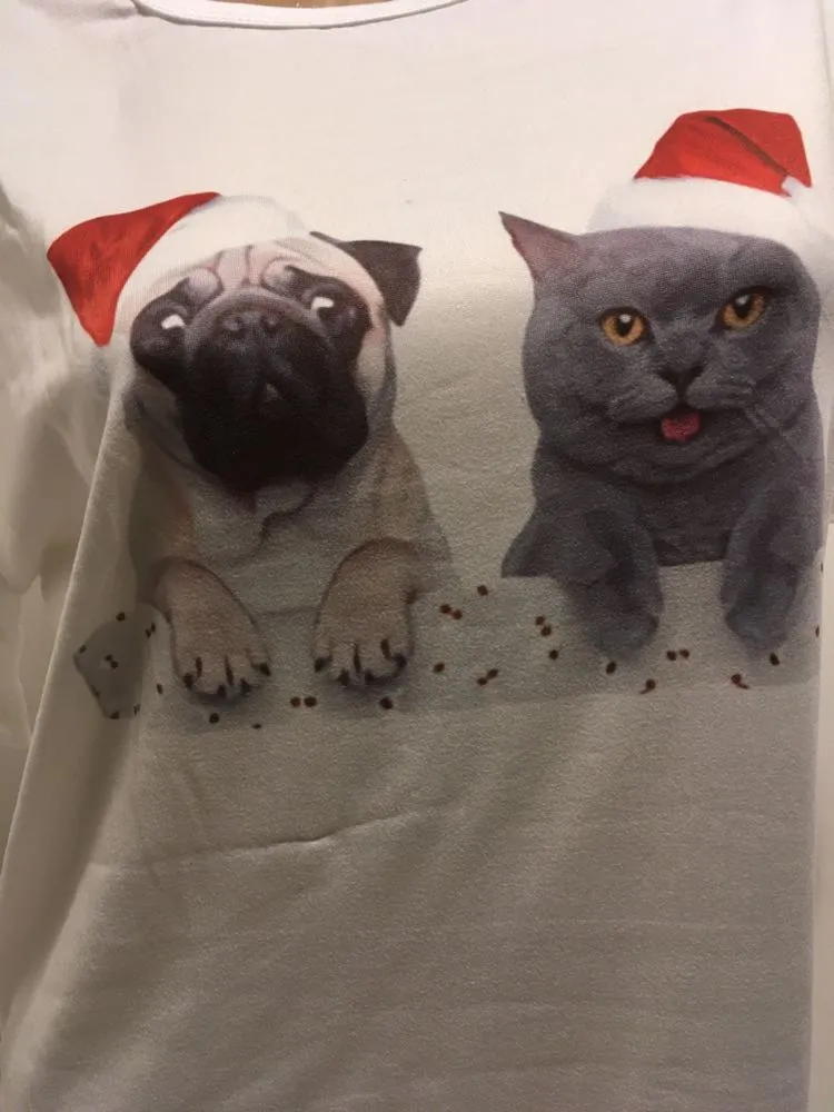 Cat & Pug Christmas T - Image 2