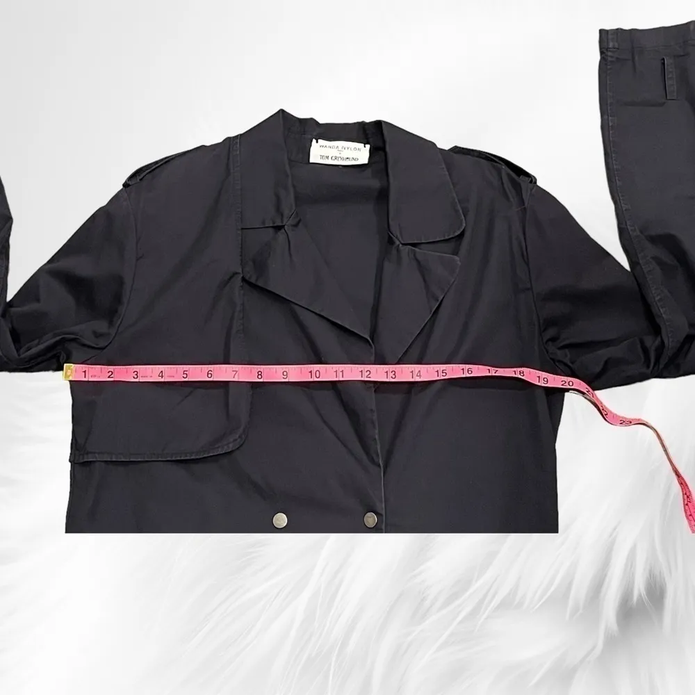 Wanda Nylon Paris x Tom Greyhound Navy Trench Jacket Size 38 Luxury Work Office Blue - Image 9