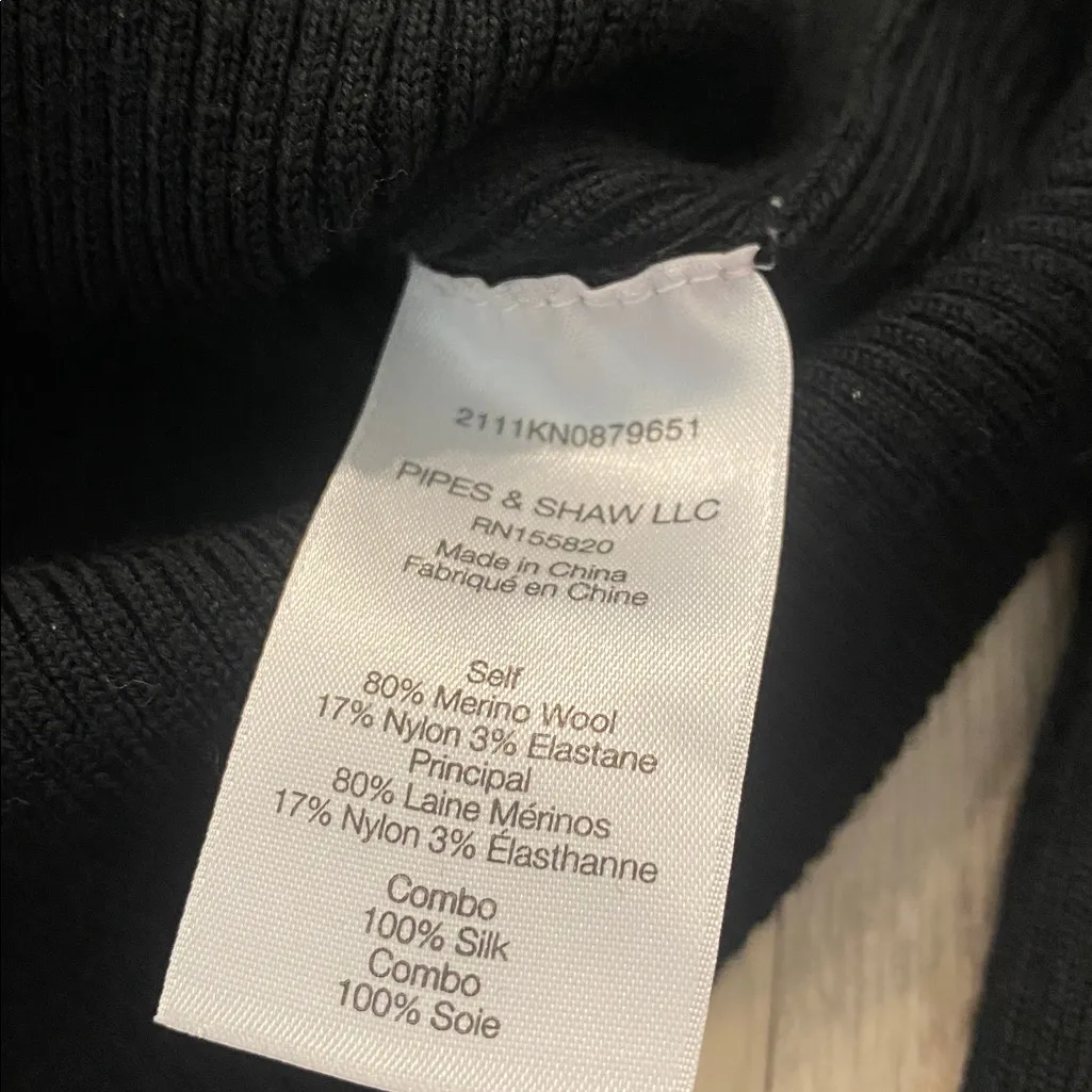 VERONICA BEARD Finian Merino Wool Silk Blend Top Mixed Media Black XS - Image 6