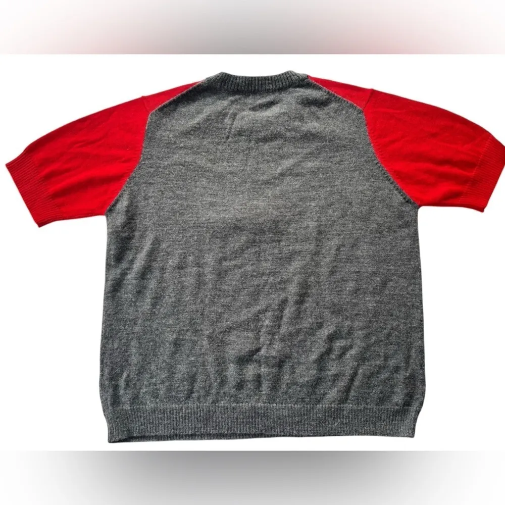 Retro Argyle‎ Bear Motif Red Gray Sweater Size Small Preppy Kidcore 80s Inspired - Image 2