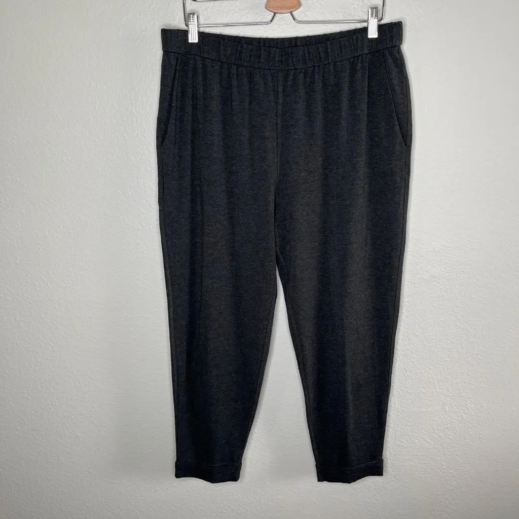 Eileen Fisher Womens Charcoal Gray Tencel Pull On Waist Pants Med - Image 2
