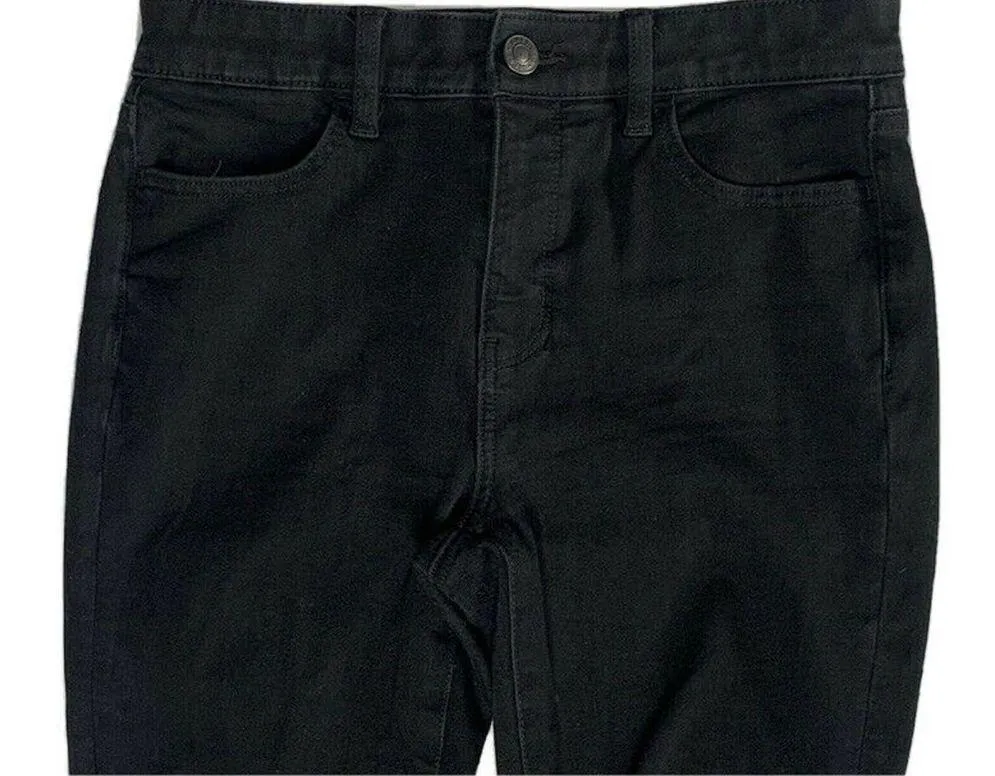 Womens American Eagle Hi Rise Jeggings Skinny Raw Hem Black Stretch Distressed 6 - Image 9