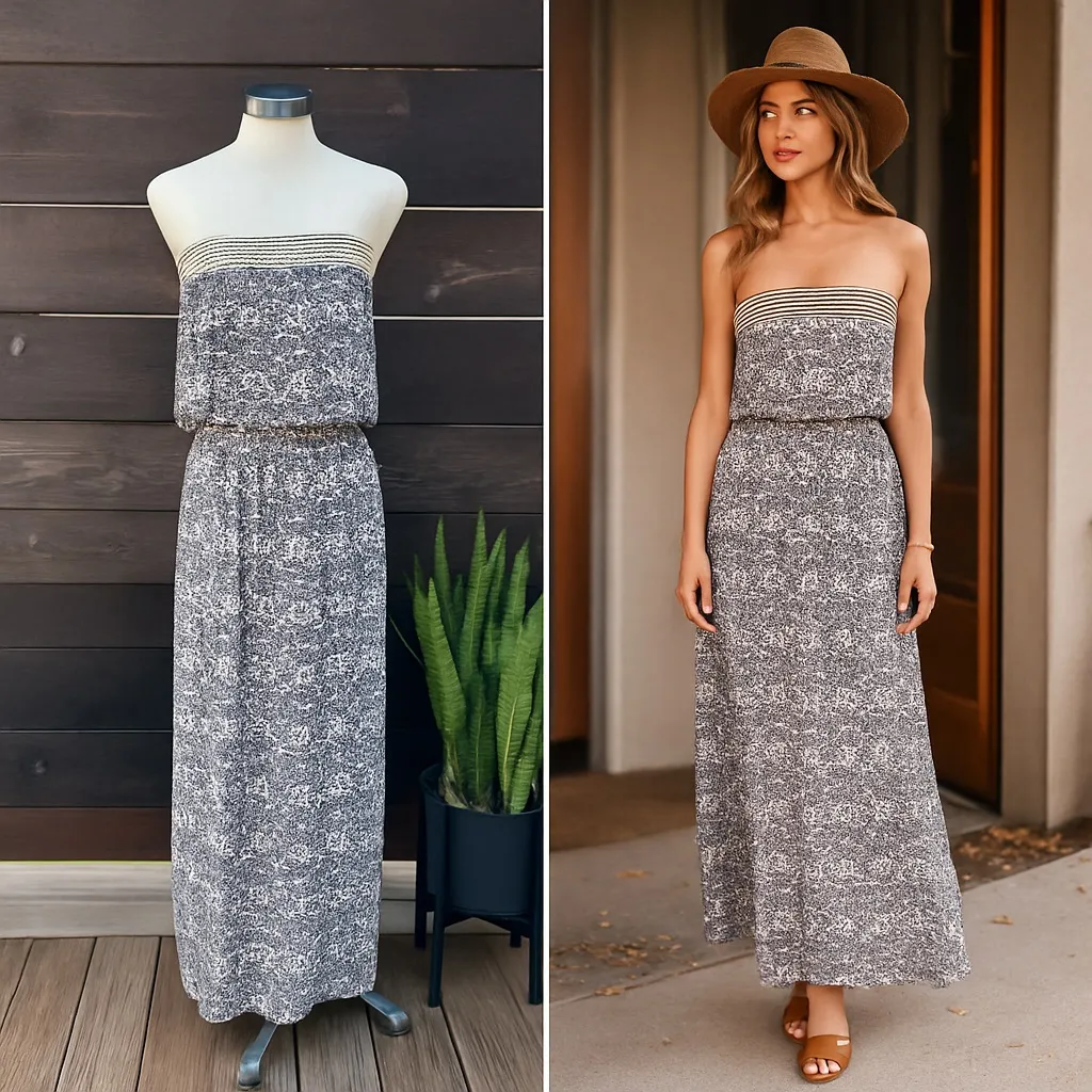 Bobeau Strapless Maxi Dress | Boho Print |‎ Size Medium - Image 11