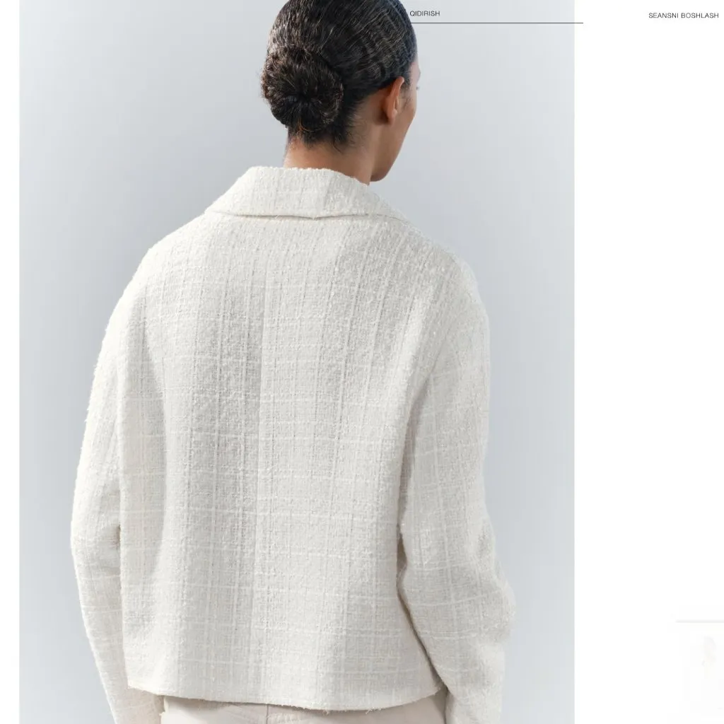 NWT ZARA Mettallic Boxy Textured Oversized Blazer White Bloggers Face - Image 4