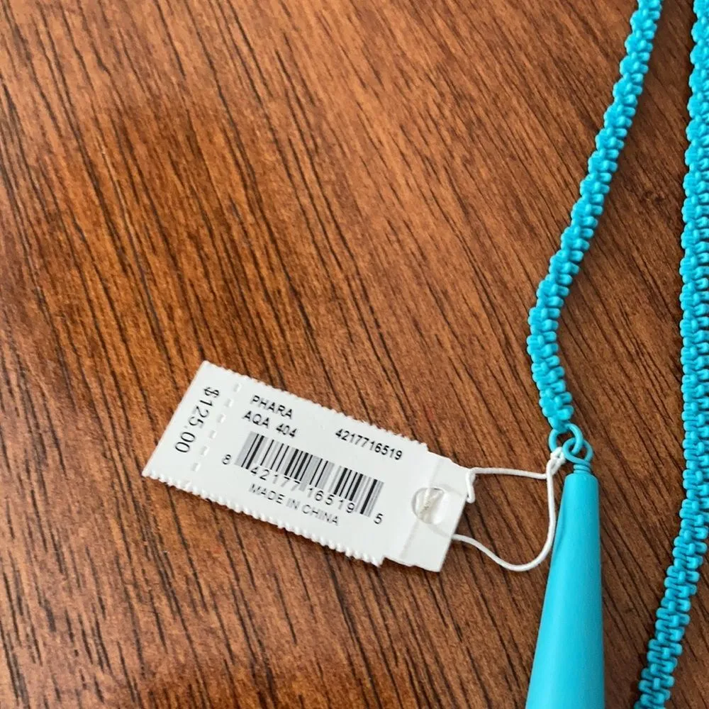 NEW Kendra Scott Phara Necklace in Aqua Blue Bohemian Adjustable Tie Style NWT - Image 4