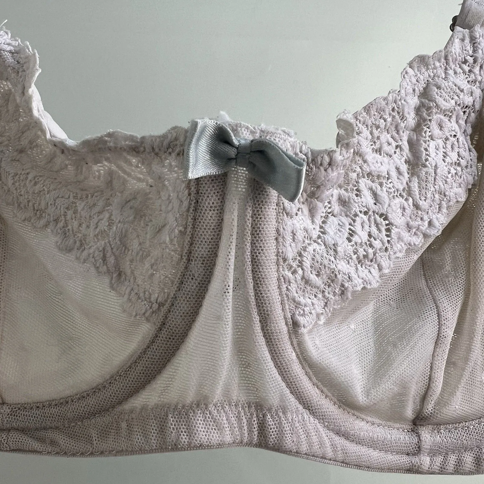 Adore Me Bra 32DD White Lace Unlined Underwire Split Adjustable Strap - Image 5