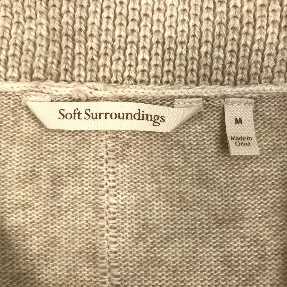 SOFT SURROUNDINGS Kendle Wool Blend Cardigan Women M Cream Drapped Classic Boho - Image 7