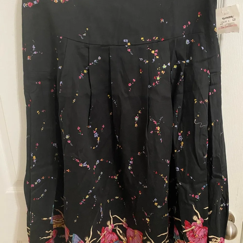 Willi Smith black floral ballerina sequin cotton skirt size 10 NWT - Image 3