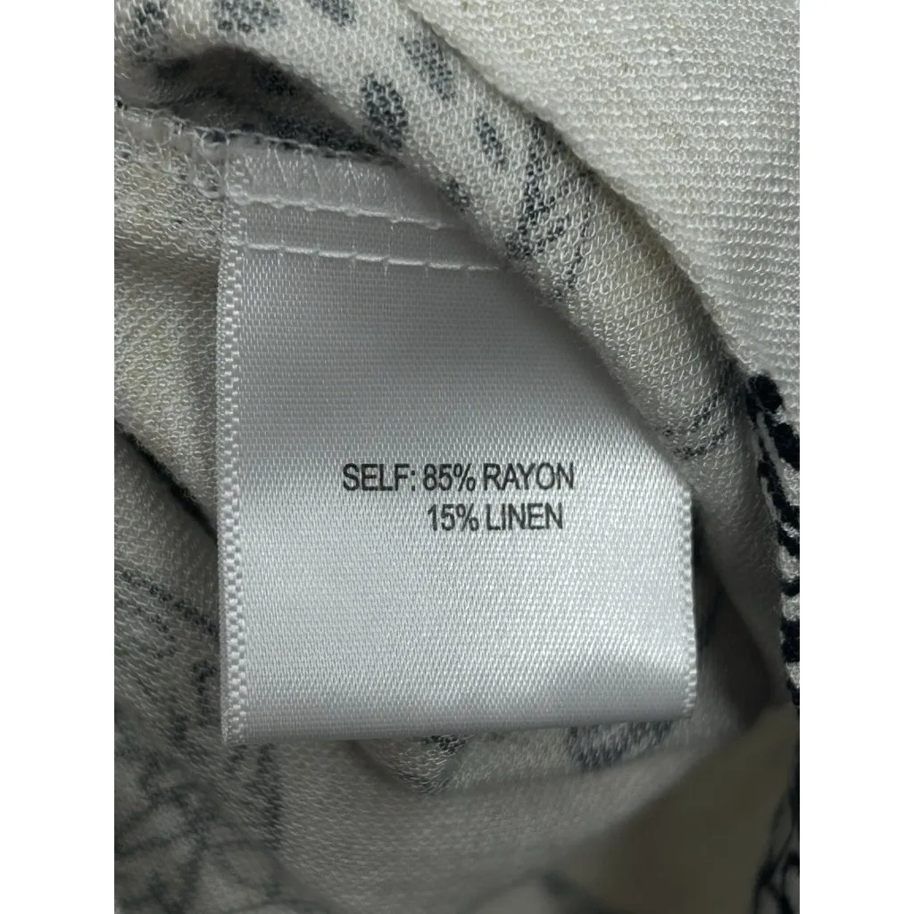 Jane + Delancey Giraffe Print Shirt Beige Linen Blend Button Down Jungle Safari White Size M - Image 4